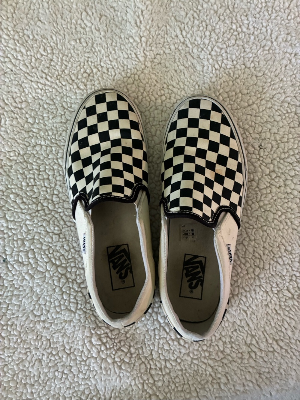 Checkered Vans Slip Ons